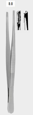 Пінцет БРАУНА (BROWN), 8x8 зубців, 25 см (cm)